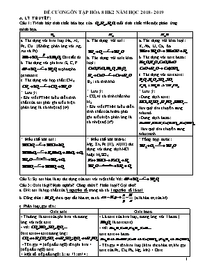 Đề cương ôn tập Hóa học Lớp 8 - Học kỳ II - Năm học 2018-2019
